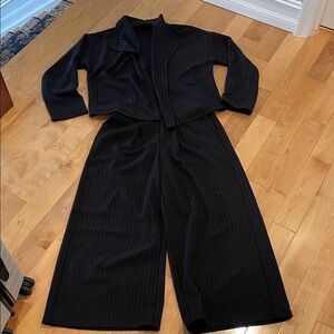 Max Studio Black Pinstripe Pantsuit